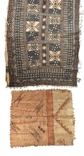 A Fiji tapa cloth Melanesia with printed foliage a…
