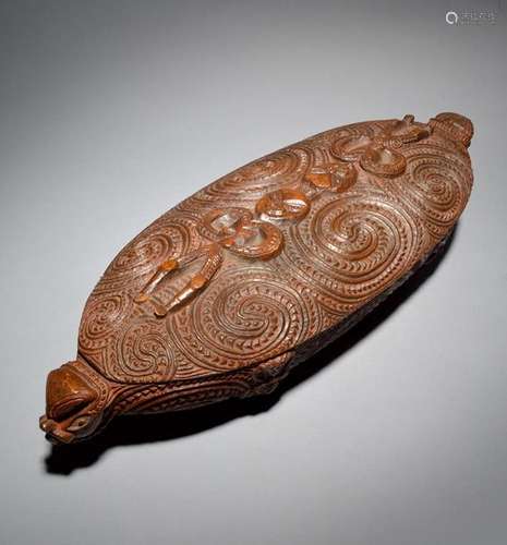 A Maori feather box waka huia New Zealand with all…