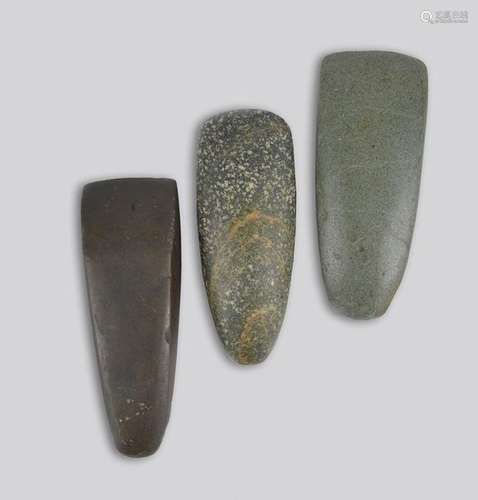 Three Melanesia adze blades greenstone and basalt,…