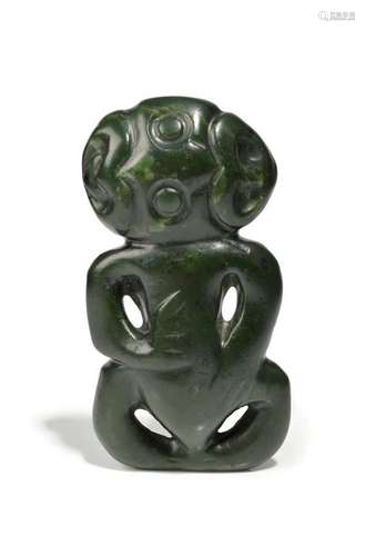 A Maori hei tiki pendant New Zealand nephrite, wit…