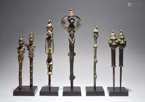 Seven Yoruba Edan Ogboni staff finials Nigeria bro…