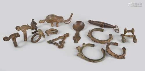 Four Senufo zoomorphic rings Ivory Coast brass, th…