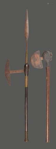 A Shona axe Zimbabwe with two iron blades and bras…