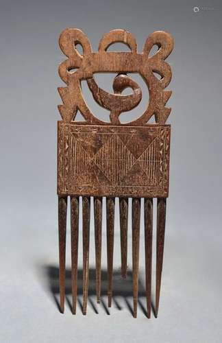 An Ashanti comb Ghana with pierced and carved deco…