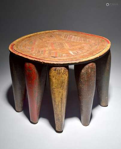 A Nupe stool Nigeria with a carved top and with re…