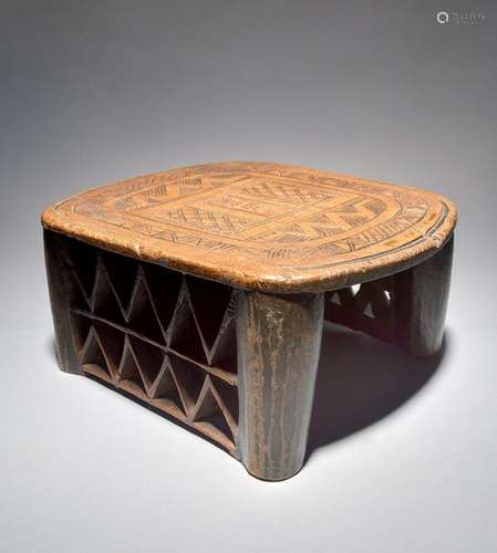 A Nupe stool Nigeria with a decorated top inscribe…