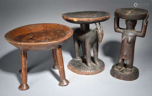 A Zambia zoomorphic stool with an antelope support…