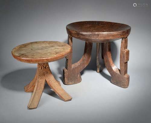 A Kamba stool Kenya with a circular dished seat on…