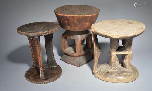 A Nupe stool Nigeria with a circular dished top wi…