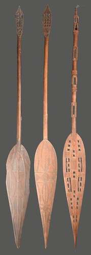 Three Duala paddles Cameroon one with a pierced bl…