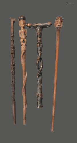 A Makonde staff Mozambique with a carved head fini…