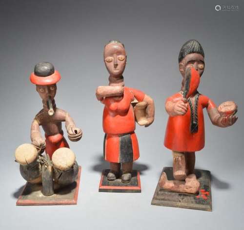 Three Ewe colon figures Togo including a drummer s…