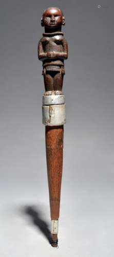 A Kamba knife and sheath Kenya with a carved stand…
