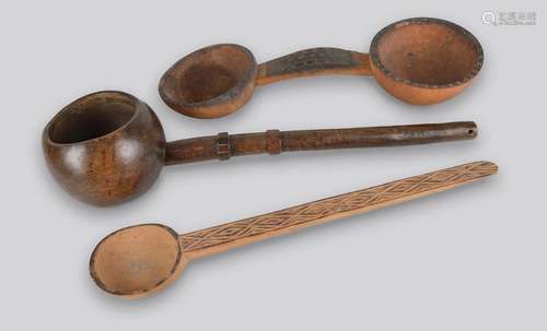 Three Zulu spoons / ladles South Africa with carve…