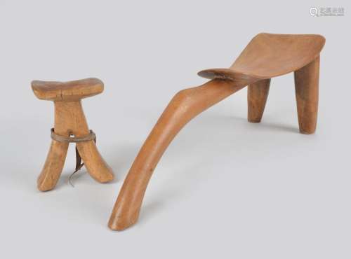 A Lobi stool Burkina Faso 48cm long, and a Turkana…