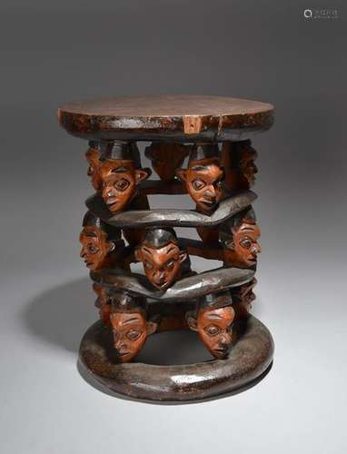 A Bamileke stool Cameroon with three rows of fifte…