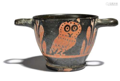 A Greek red figure owl skyphos South Italian, circ…