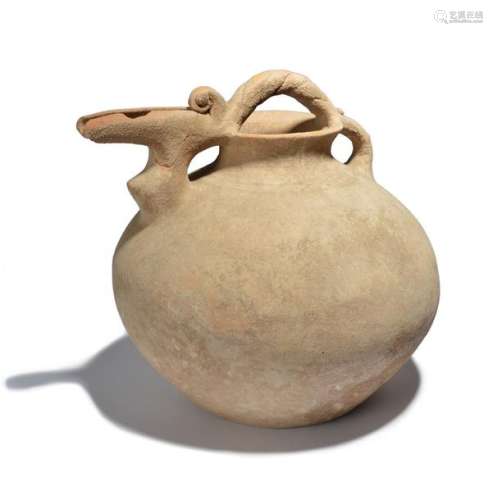 A Persian pottery zoomorphic spouted jar circa ear…