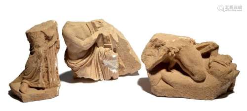 Three Tarentine limestone relief fragments circa 4…