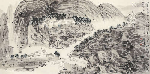 杨福音 戊寅（1998年） 山水 镜心 设色纸本