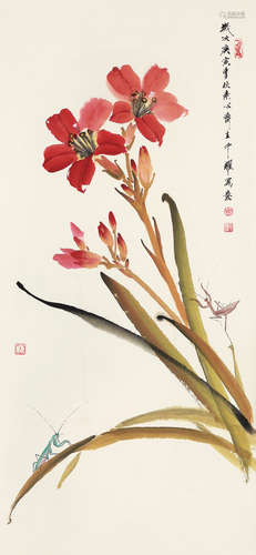 周中耀 庚寅（2010年） 花卉 立轴 设色纸本