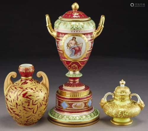 (3) Royal Crown Derby porcelain vases,