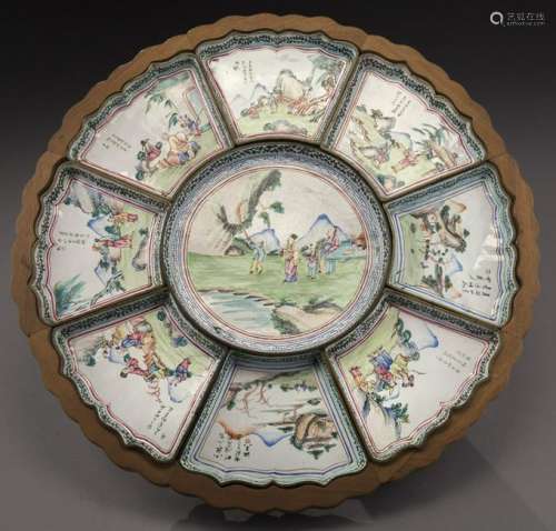 (9) Chinese Qing canton enamel dishes,