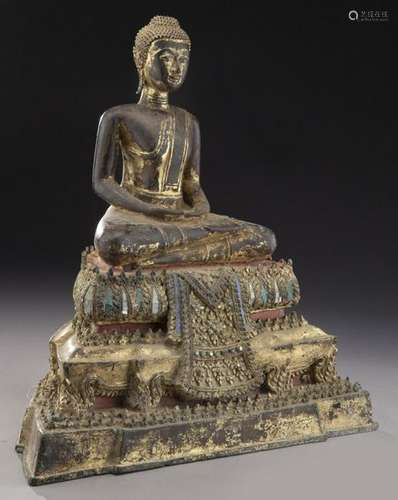 Thai polychrome bronze Buddha.