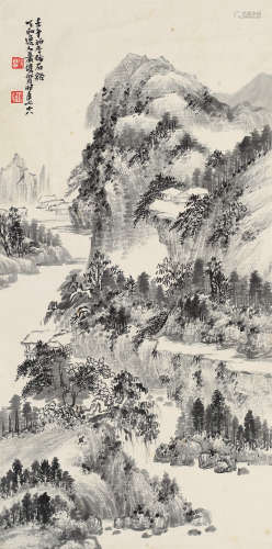 萧俊贤 壬午（1942年） 山水 镜片 水墨纸本