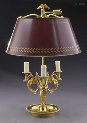 Napoleon III gilt bronze 3-arm bouillotte lamp