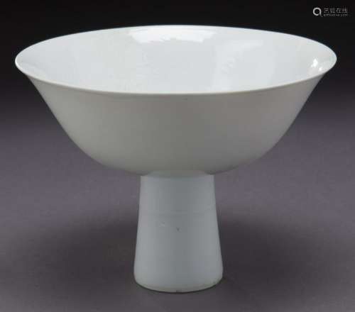 Chinese Qing Yongzheng white porcelain stem cup,