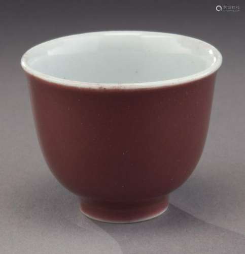 Chinese Qing oxblood porcelain liquor cup,