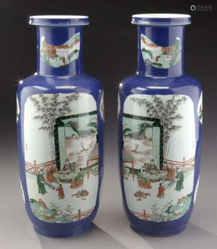 Pr. Chinese Wucai porcelain vases,