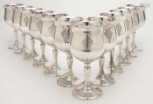 (12) Fisher sterling goblets.