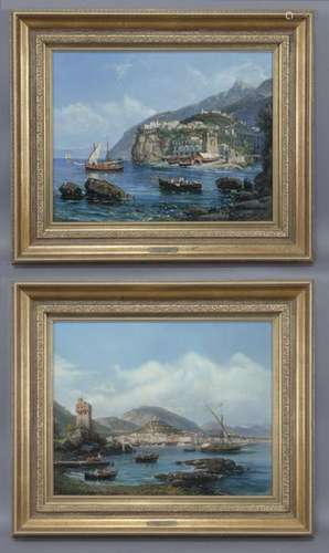 Pair of Giacinto Gigante oil on canvas paintings,