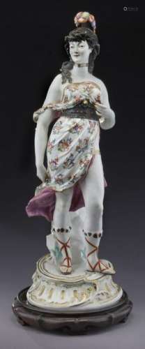 Large antique porcelain figure of a standing lady