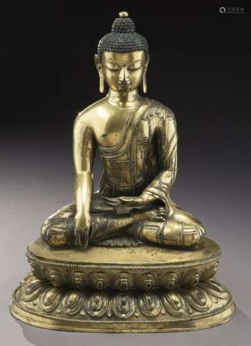 Important large Chinese Ming Tibetan gilt bronze