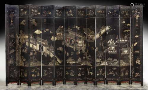 Chinese Qing 12 panel coromandel 