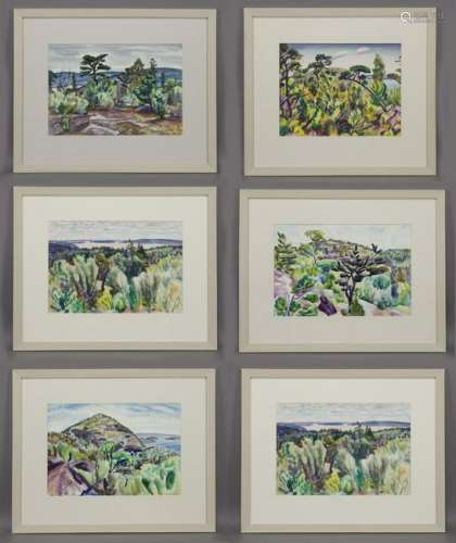 (6) Carl Gordon Cutler watercolor landscapes,