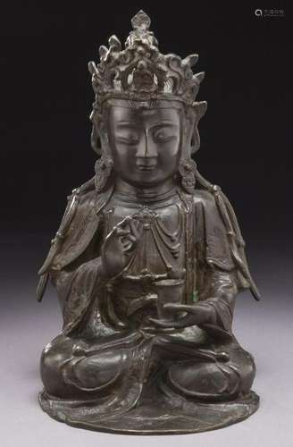 Large Chinese Ming bronze Guanyin,