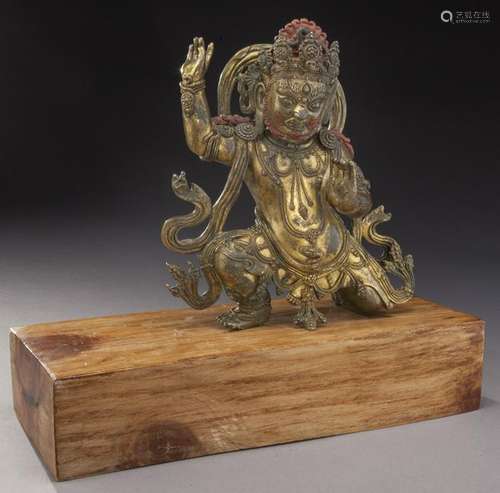 Chinese Tibetan gilt bronze Guru Dorje Drolo,