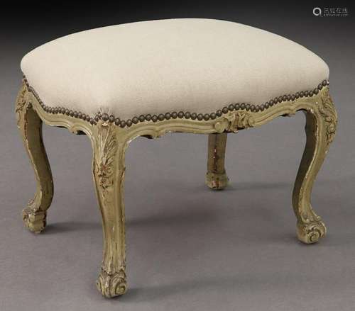 Louis XV style painted walnut ottoman,