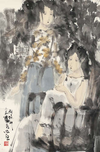 崔进 丙戊（2006年） 仕女 镜片 设色纸本