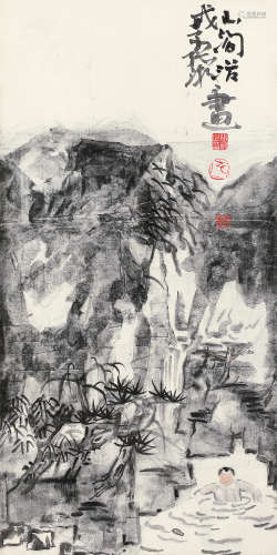 张潮 戊子（2008年） 山水人物 镜片 设色纸本