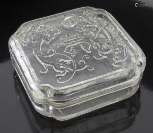 Chinese Qing carved rock crystal scholar box,