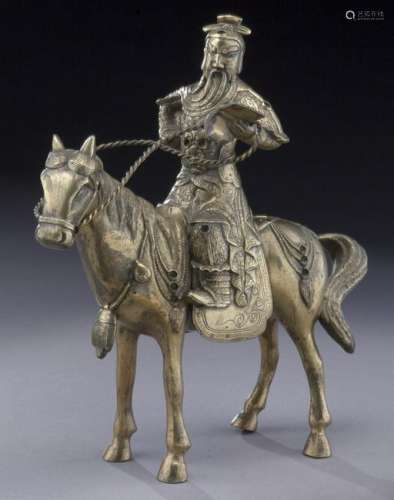Chinese Qing gilt bronze warrior,
