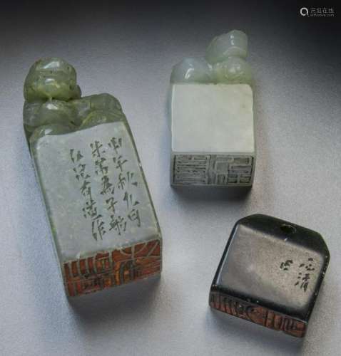 (3) Chinese Qing to Republic carved seals,
