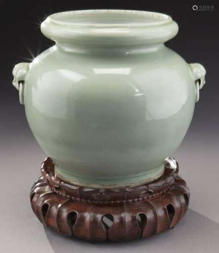 Chinese Qing celadon porcelain jar