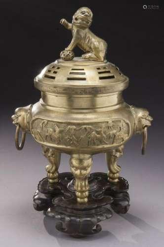 Chinese late Qing bronze incense burner,
