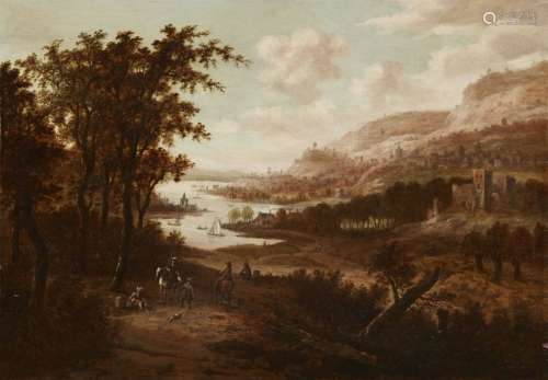 Dionys Verburg, Panoramic Landscape with Horsemen …